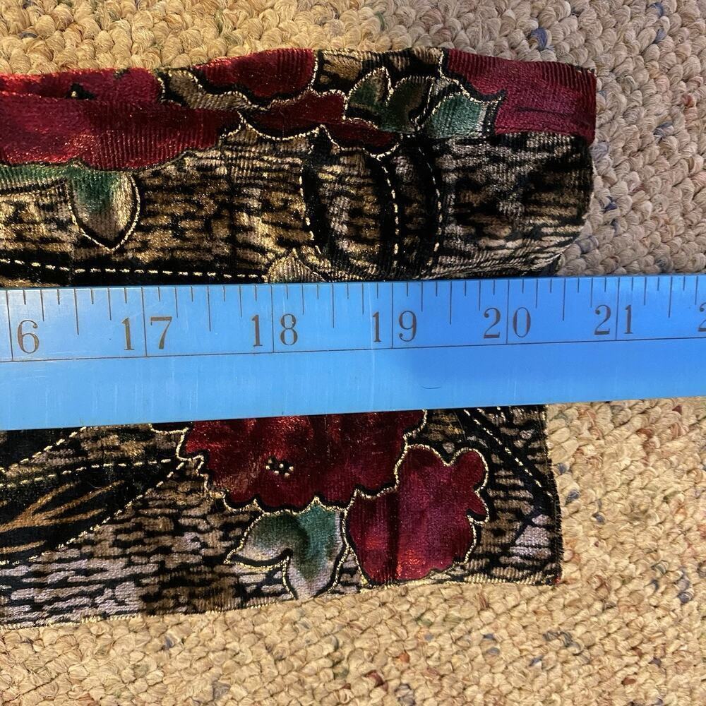 R&K Evenings Jacket Sz 8P Red Gold Black Velvet Floral Design Button Rockabilly - Picture 3 of 8